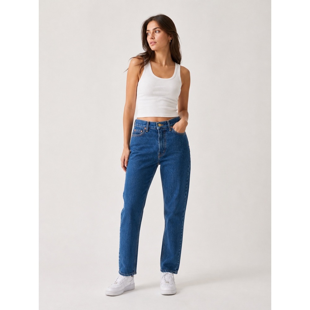 B Sides Slim Leg Jeans Womens 24‎ Blue High Rise Denim Minimalist 30"  Inseam